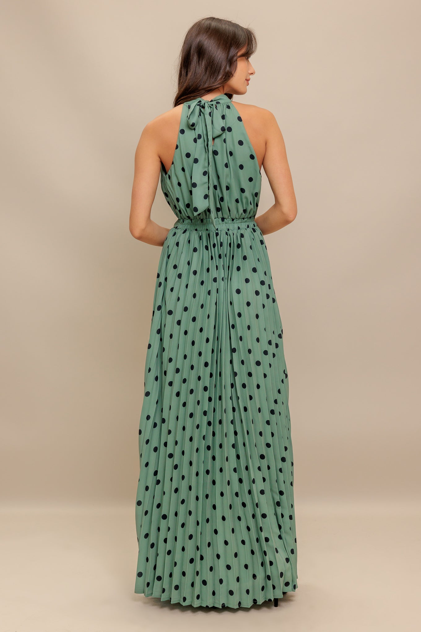 HALTER DOT GLOW WOVEN MAXI DRESS Flying Tomato